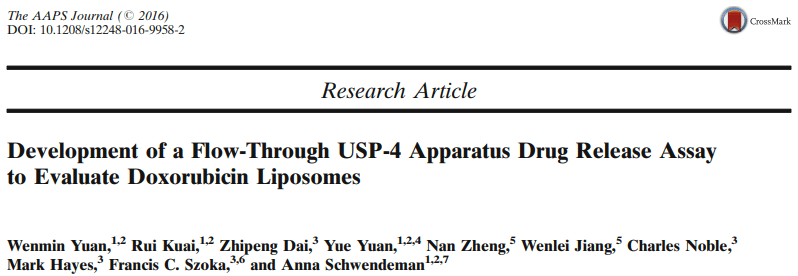 用于评价多柔比星脂质体的流通池法药物释放方法开发